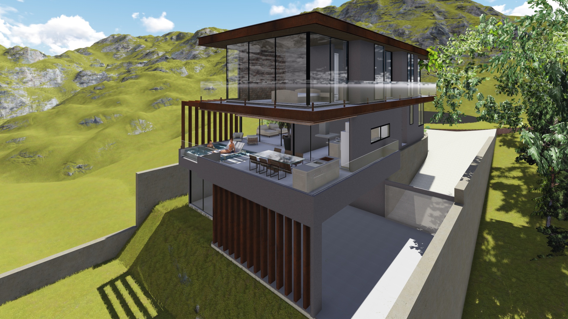 Projeto de Arquitetura para casa em estrutura metalica localizada no loteamento residencial alphaville genesis II
